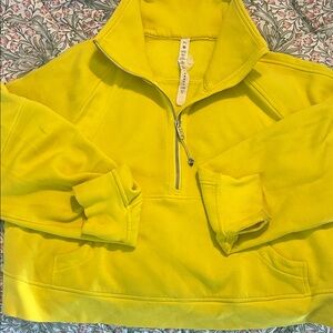Lululemon cropped scuba- Bright Yellow Half-Zip Pullover